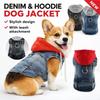 Cool Spring Dog Hoodies with D-Ring Puppy Harness Coat Dog Jean Jacket Vest  For Small Medium Dogs