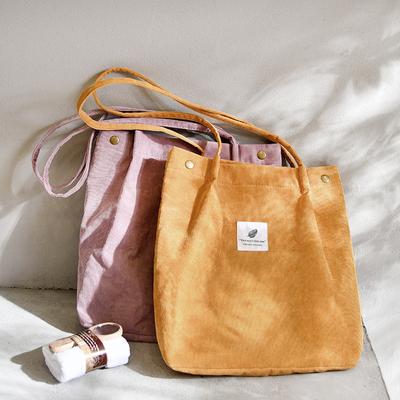 Herbst Damen Große Einkaufstasche Japanische Kord-Schultertasche Damen Umhängetasche Einkauf Aufbewahrungstasche Handtasche
