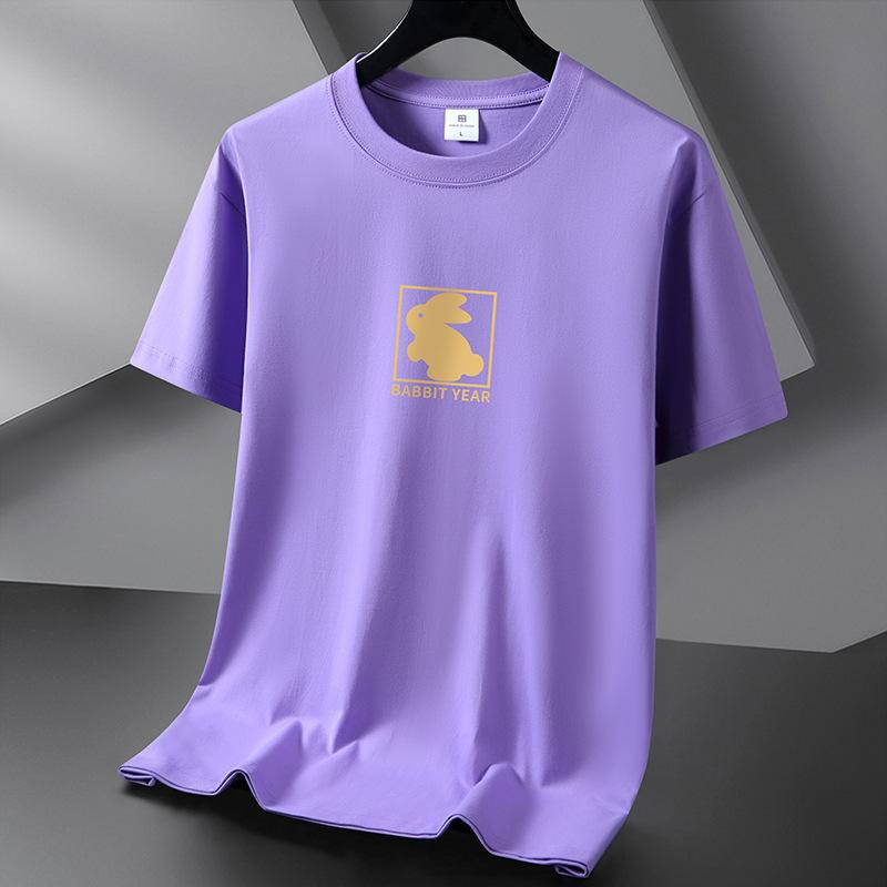 

Хлопковая мужская модная футболка с коротким рукавом свободного кроя с принтом кролика 6XL