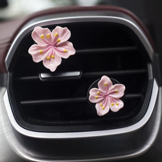 1 Pair Flower Air Vent Clip Peach Blossom Air Conditioning Outlet Clip for Women Girls Cute Car Air Freshener Decor for Interior Accessories