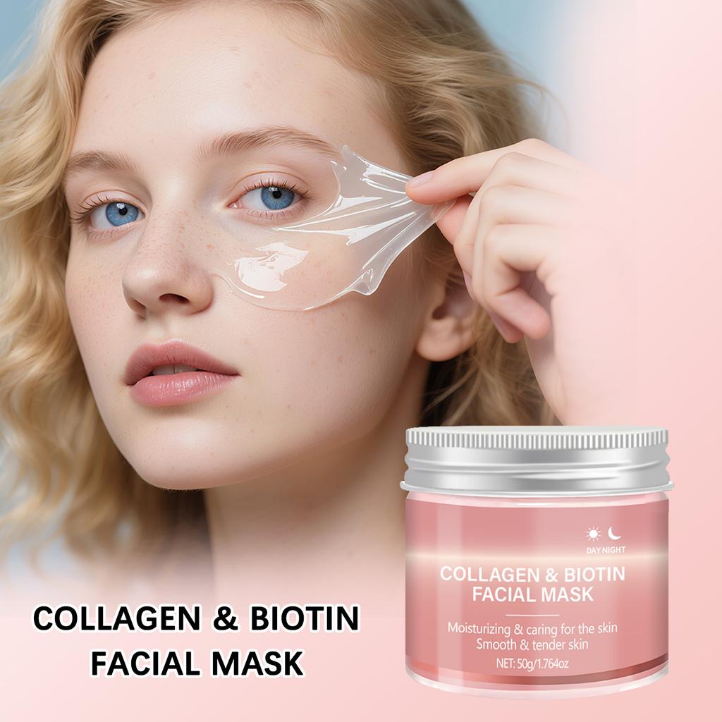 50ml Kollagen Peel-Off Gesichtsmaske mit 50g Kollagen Gelee Creme Hydratisierend Feuchtigkeitsspendend Nacht Wickelmaske Creme