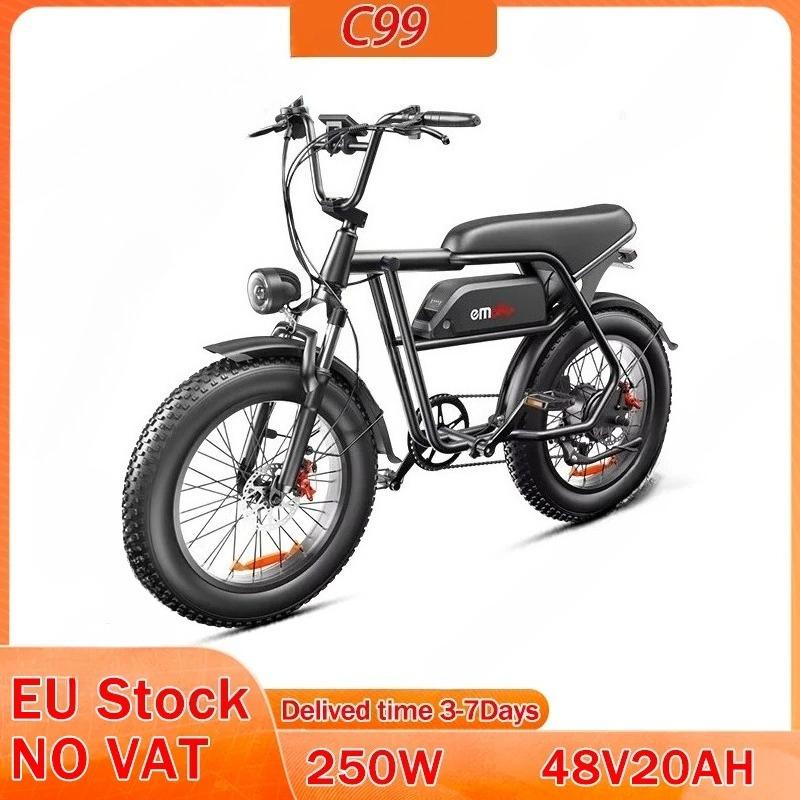 2025NEW C99 Electric Bike 250W Motor 48V20AH Battery Hydraulic Brake Motorcycle 20*4-In Fat Tire Off-Road Electric Bicycle