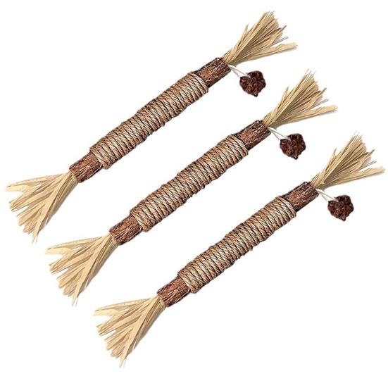 Cat Chew Toy Natural Silver Vine Dental Stick Cats Teeth Cleaning Self-play Toy Safe Catnip Chew Stick for Indoor Cats Playing Promotes Dental Health