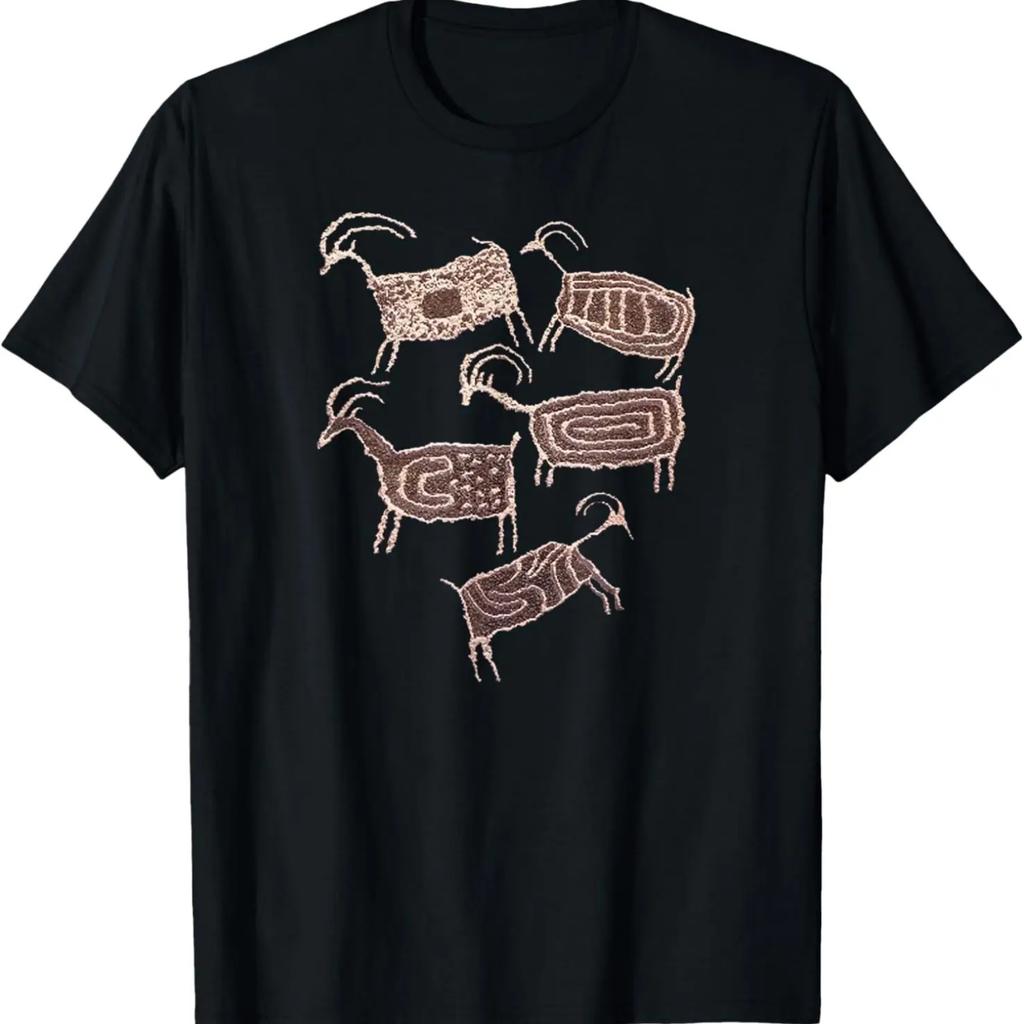 Petroglyphs. Rock Art. Five Patterned Bighorn Ram Sheep