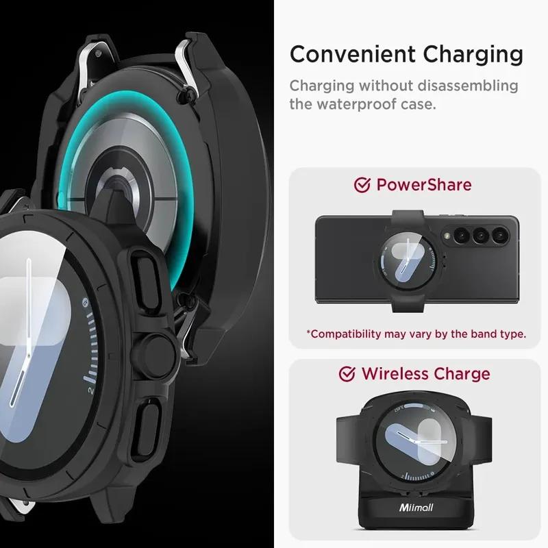 Sklo+Pouzdro pro Samsung Galaxy Watch 7 44/40mm, [Proměna v vylepšení Ultra 47mm] Všestranný ochranný kryt nárazníku