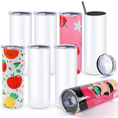 HTVRONT 8ks Nerezových 20 OZ Sublimačních Termoskek Štíhlé Rovné Sublimační Termosky Polotovary DIY Hrnky Kelímky se Sublimačními Papíry
