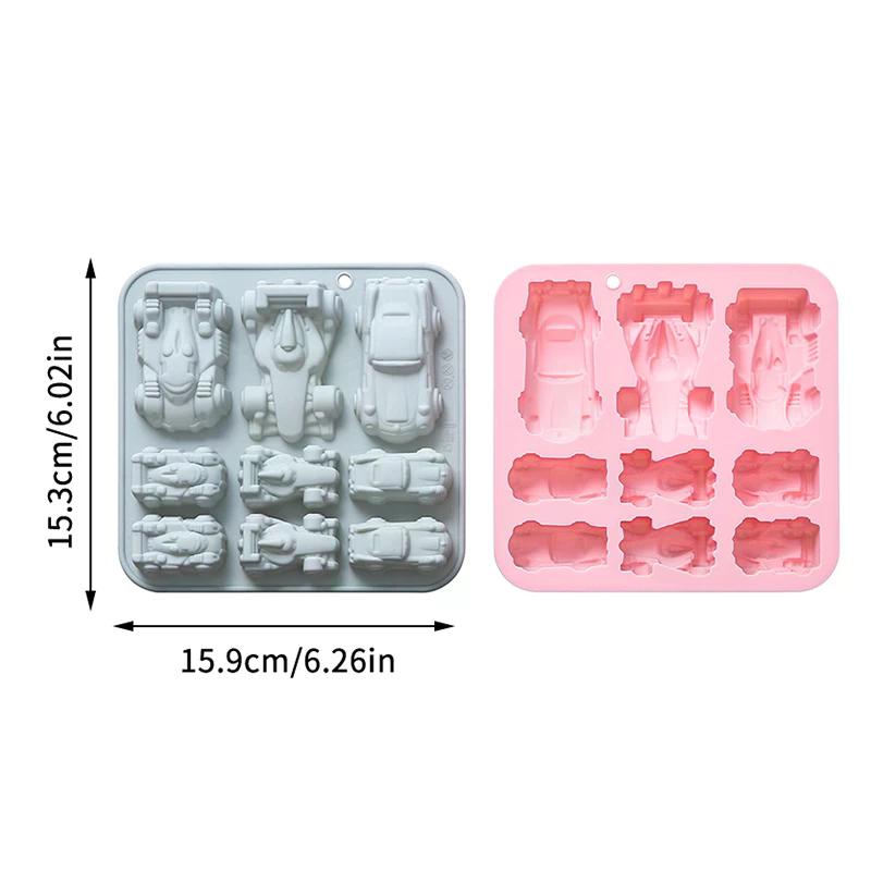 3D Racing Car Silicone Mold - 9-Cavity Jello, Chocolate, DIY Baking Tools For Kids - Ideal For Chocolate Cakes Decor, Desserts