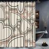1pc  Heart-print shower curtain with hooks, machine washable polyester material, suitable for bathroom décor.