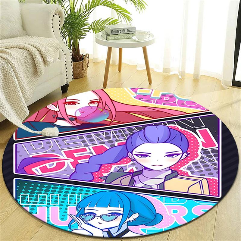 1pc KPop Demon Hunters10 Design Printed Area Round Carpet for Bedroom Living Room Home Decor Rugs Mat Non Slip Mat Rug for Bedside