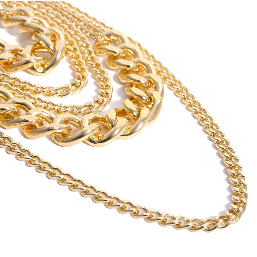 Stylish Punk Women Multi-layer Curb Chain Statement Necklace Rock Hip-hop Jewelry Gift Jewelry Decor