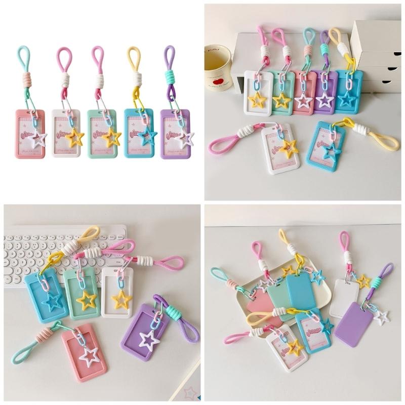 Photocard Holder Keychain Star Photocard Holder ID Cards Protective Sleeve School Stationery Supplies for Women Girls