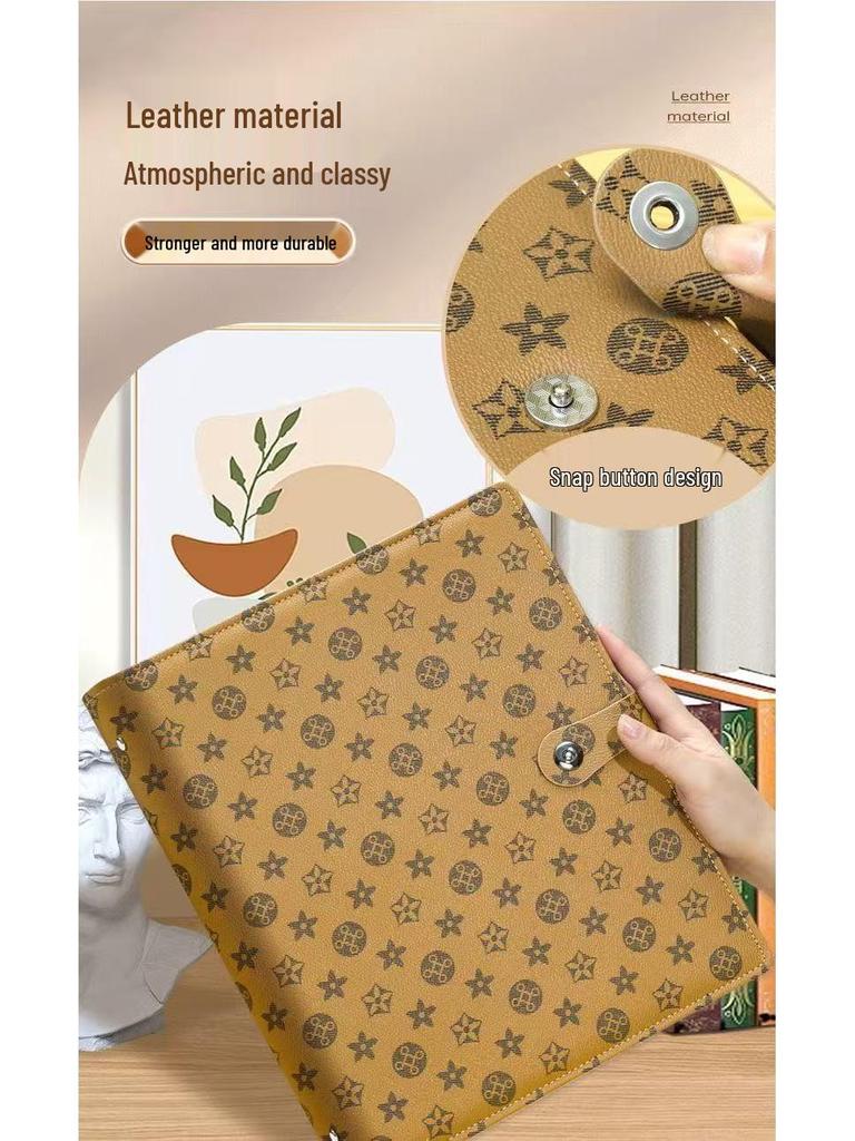 Family Document Storage Bag: Leather Magnetic Buckle A4 Album for Certificates, Receipts & Documents