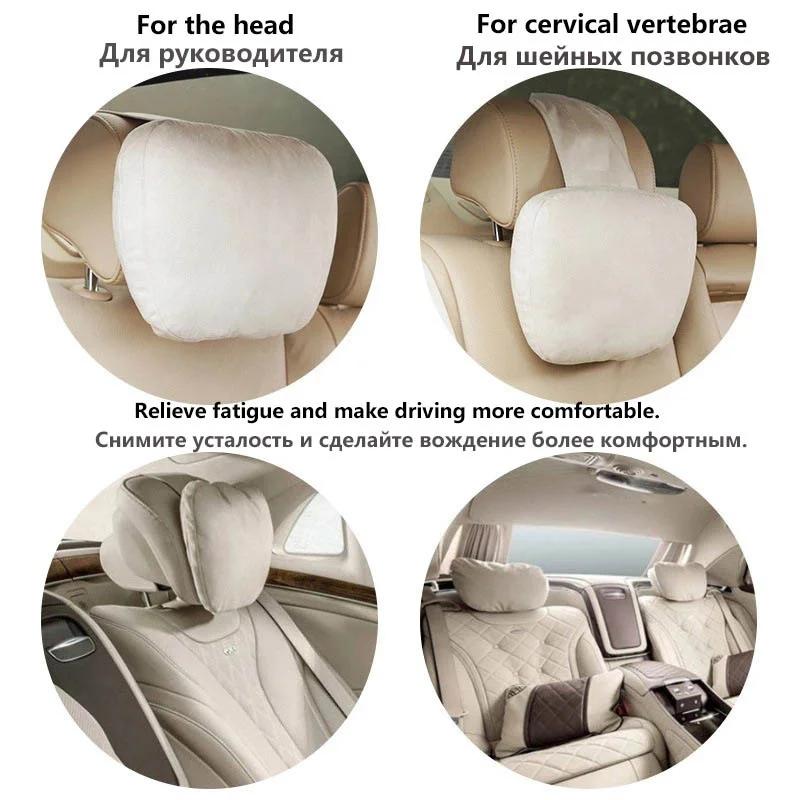 Universal Car Headrest Pillow Neck Cushion Woman Car Neck Pillows Man Waist Pillow Bolster Solid Color Car Neck Headrest