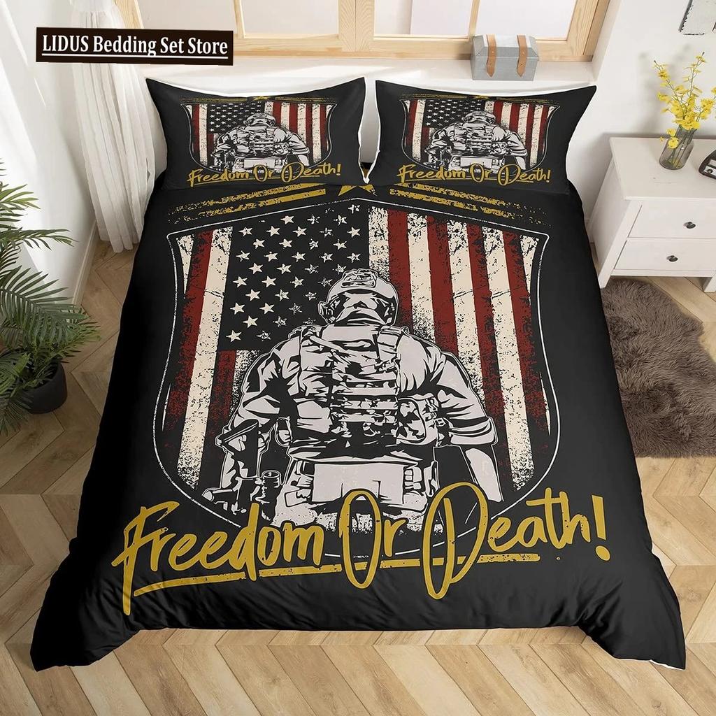 Special Police Print Duvet Cover American Soldier For Teen Adults Camouflage SWAT Theme Bedroom Decoration Polyester Quilt Cover