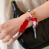 Exaggerated Ethnic Style Wristband Metal Minority Design Silk Cuff Bracelet Europe American Style Retro Bohemian Scarf Bangle