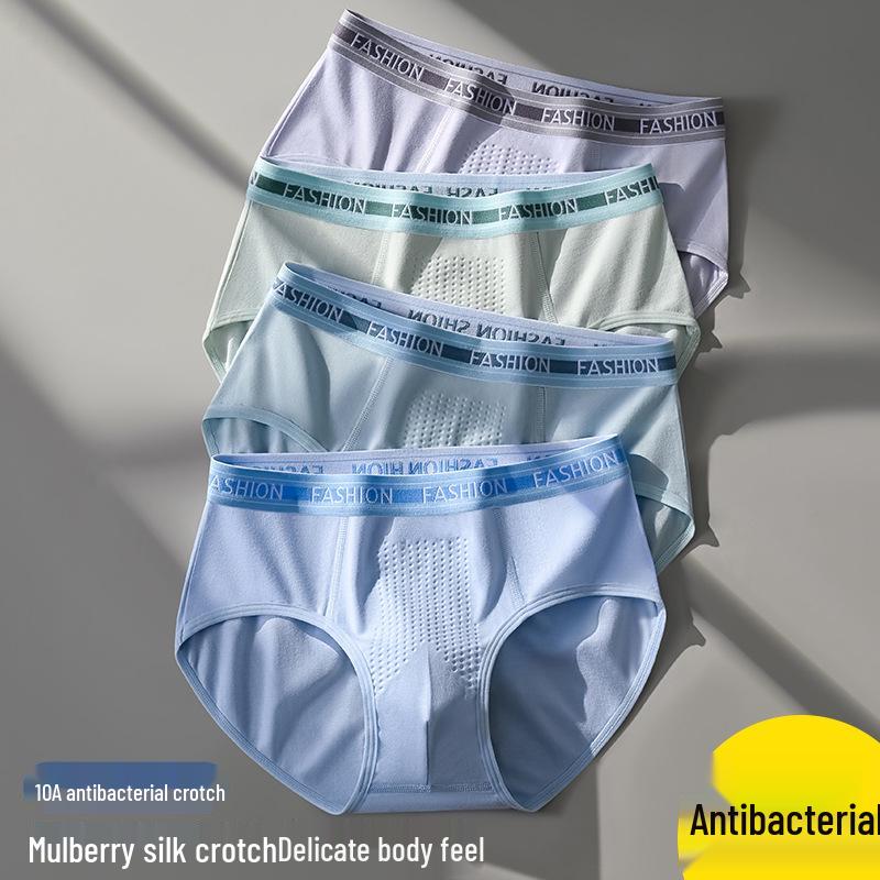 Comfortable Antibacterial Cotton Briefs for Teen Boys with Simple Lettering