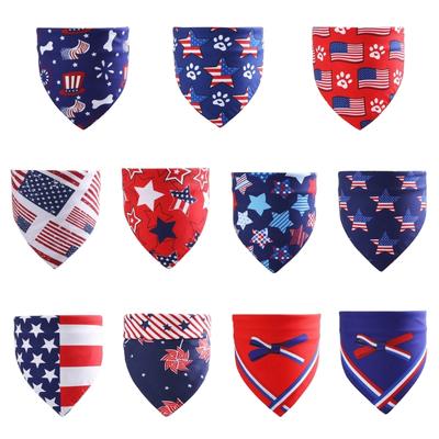 Independence Festival Dog Bandanas Dogs Costume Neck Scarf Collar Holiday Dress Up US Flag Printed Pet Reversible Bandanas