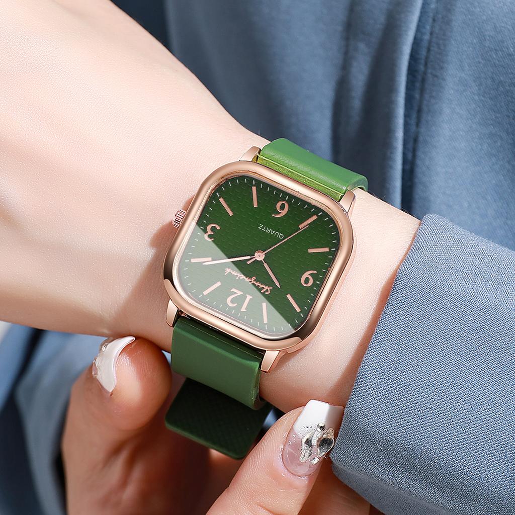 Dámské módní čtvercové křemenné hodinky Dámské silikonové řemínky Analogové náramkové hodinky Reloj Mujer Dívčí hodinky Dárek