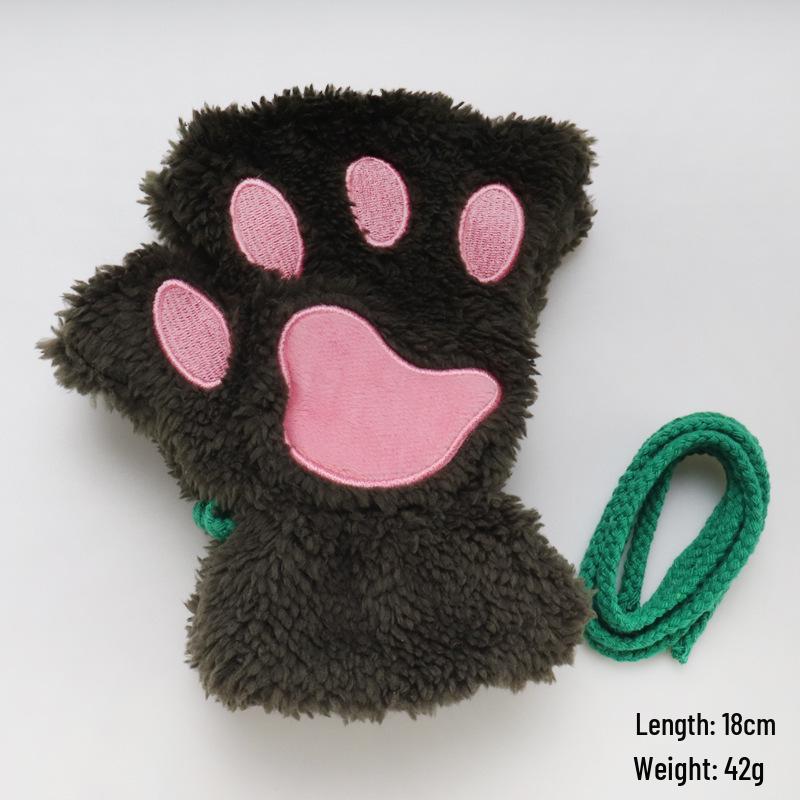 Niedliche Cartoon-Kätzchen Damen Fingerlose Winterhandschuhe - Fleecegefüttert Bärenpfoten-Design