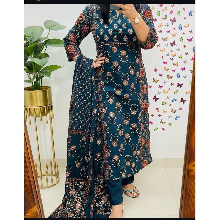 Women Designer Salwar Kameez Kurti Pant Dupatta Set Indian Party Wear Top Tunic SC-2184a