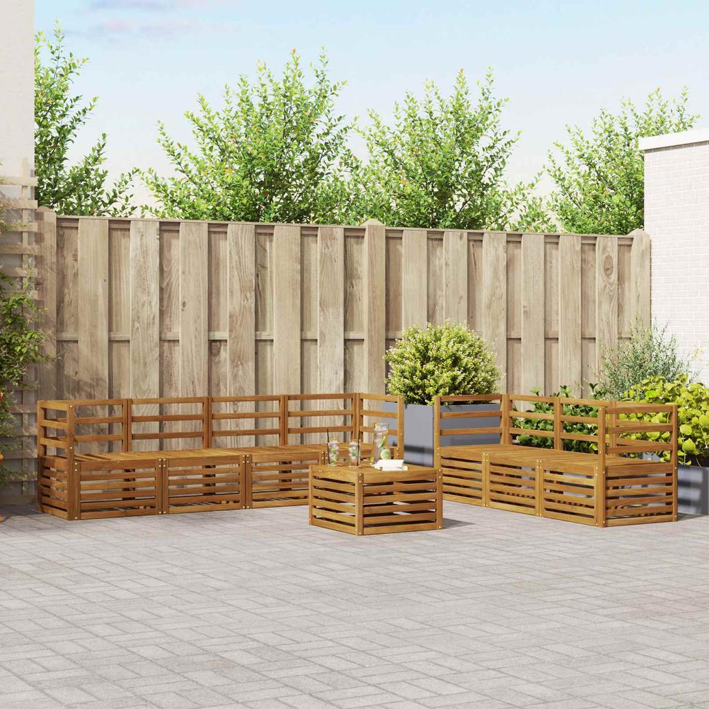 Outdoor Sofa Set 8 Pcs Natural Solid Acacia Wood