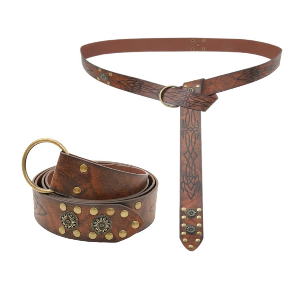 Medieval Waistband Vintage Cosplay Viking Studded Belt for Men Cosplay Supplies PU Waistband for Photoshoots and Stage