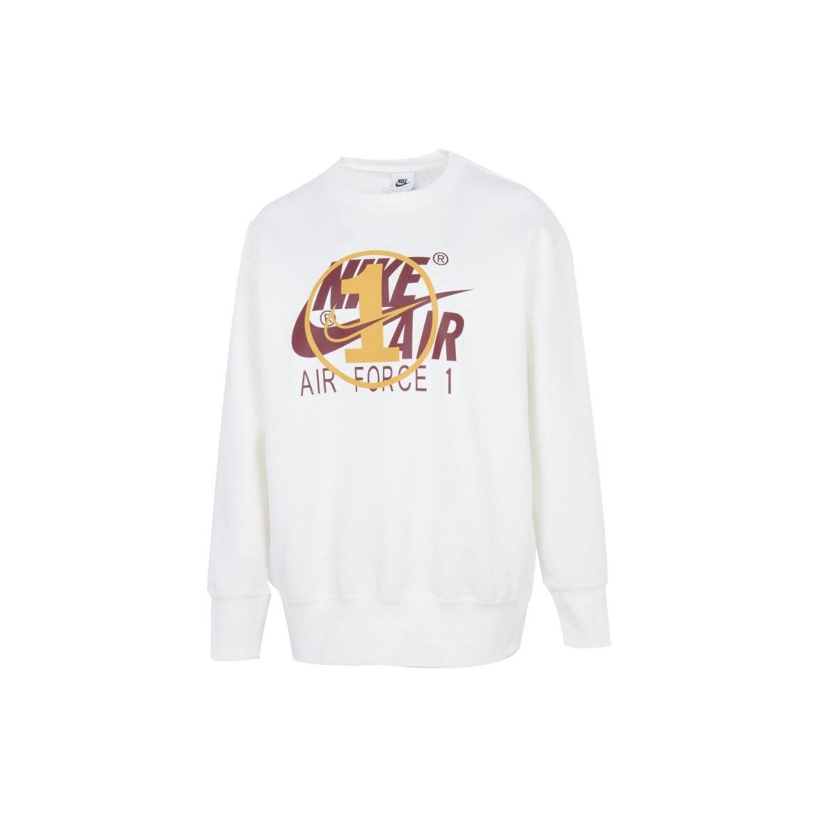 

Nike Logo Print Crew Neck Pullover Sweatshirt Women Tops White FB7651-133 XL