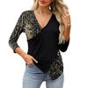 Ladies' Fashionable Casual Sequin Splicing V,neck Hanging Neck Long Sleeved Irregular T,shirt Top