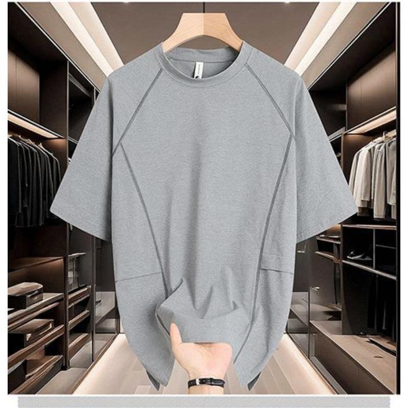Men's Black Raglan Sleeve Crew Neck T-Shirt Casual Loose Fit Solid Color Short Sleeve Top