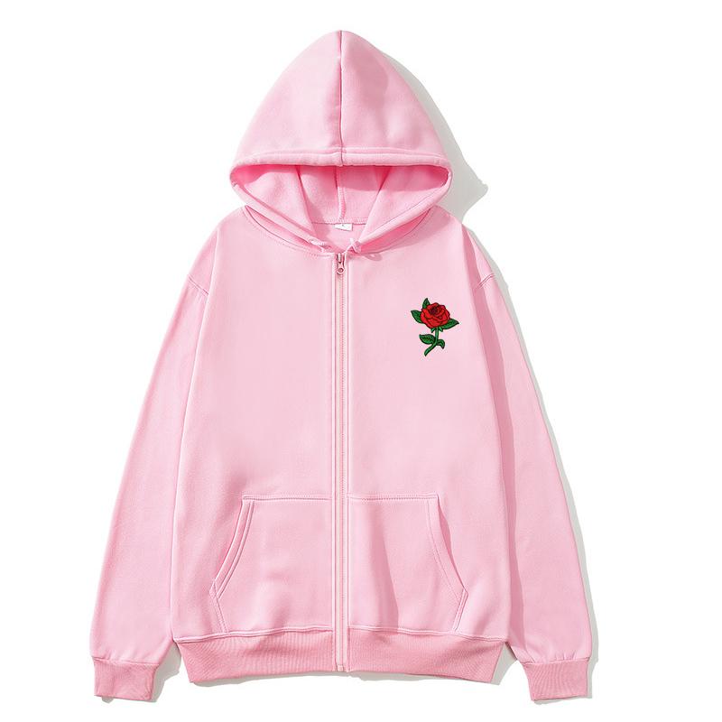 

Rose Zip Hoodie Oversized Hoodie Streetwear Women s Sweatshirt Women Hoodie Pocket Long Sleeve Solid Color Zip Hoodie