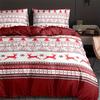 Festive Christmas Deer Print Duvet Cover Set with 2 Pillowcases - for EU Single, EU Double, US Single, US Double, US Queen