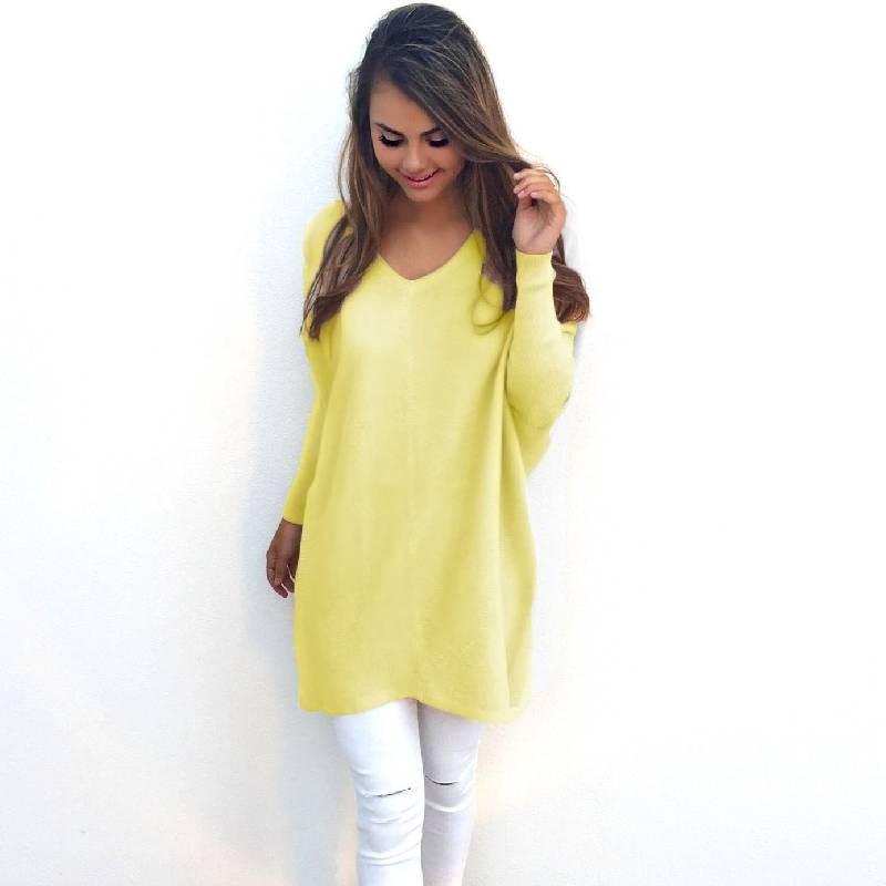 Sweet Girly Vneck Pullover Long Sleeve Top Womens Slim Fit Polyester Autumn Casual
