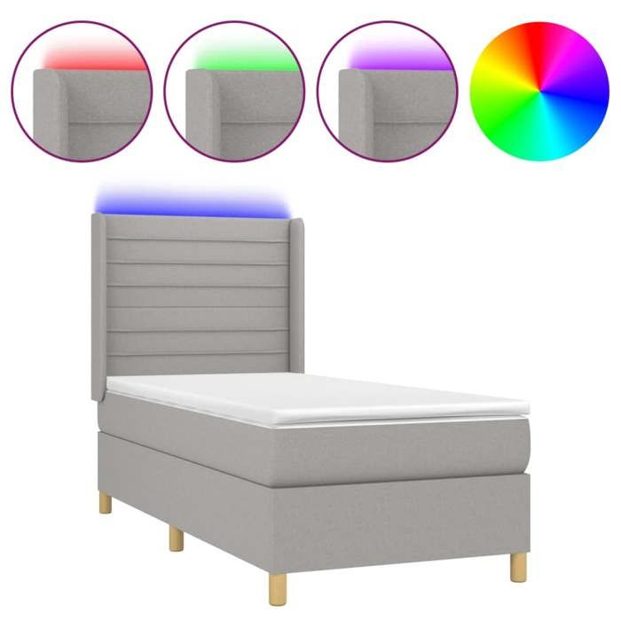 VidaXL Slat Bed Base with Mattress and LED, Upholstered Bed, Single Bed, Adult Bed for Interior Bedroom, 3138933