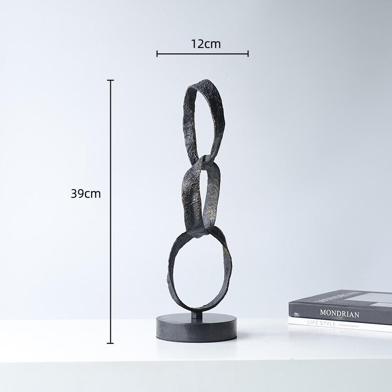

Abstract Metal Geometric Circle Ornament Silver Hoop Irregular Sculpture Decorative Figurines Home Decoration Accessories