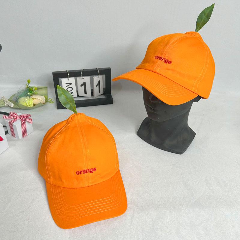 Unisex Designer Orange Duckbill Cap with Cute Letter Embroidery - Stylish Sun Hat for a Slimmer Look