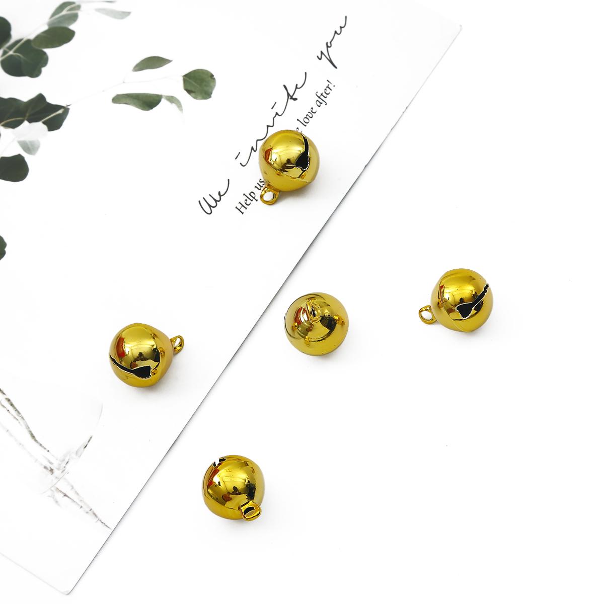 

10 шт./лот, разноцветные железные металлические бусины, колокольчики, рождественские украшения, подвески, материал, поделки, рождественские колокольчики золотой