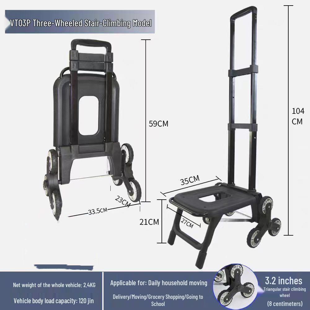 Portable Folding Trolley Cart for Package Pickup and Shopping, In Stock