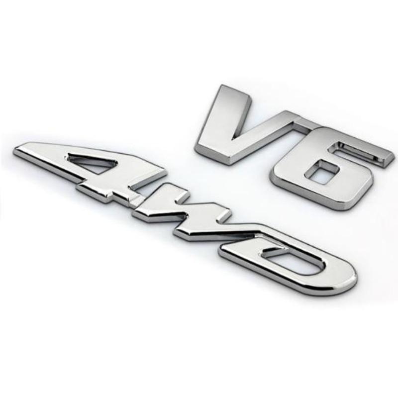4Wd V6 V8 Stylish Sport Car Auto Badge Emblem Rear Trunk Metal Sticker Decor
