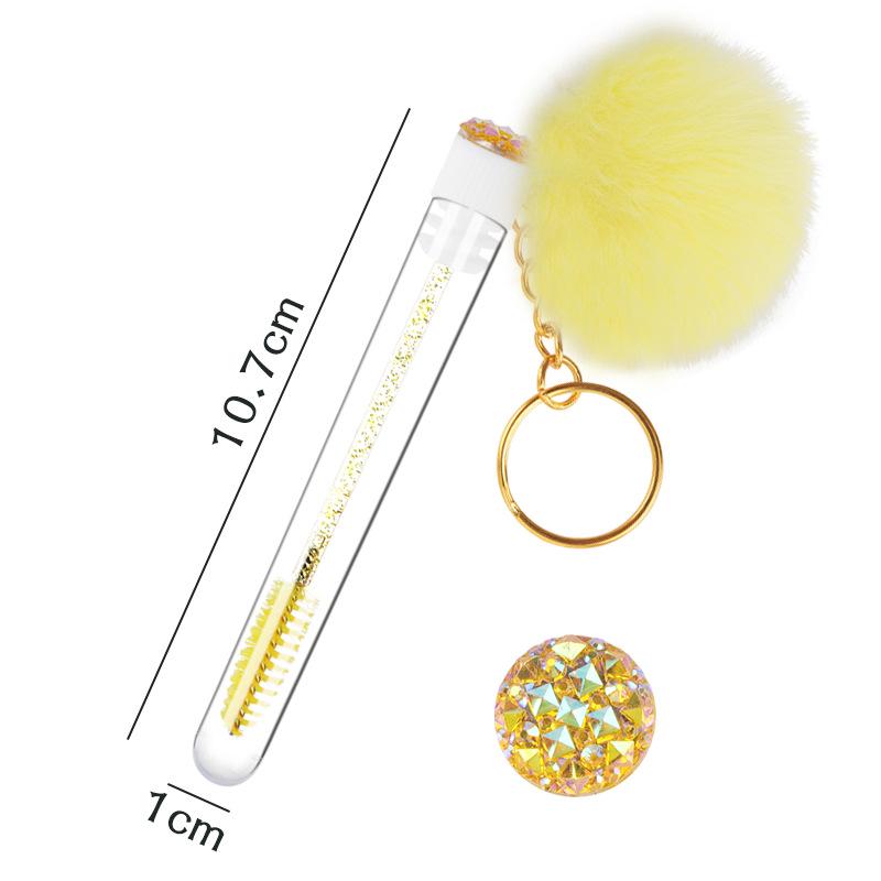 Gold Buckle Pompom Eyelash & Eyebrow Brush with Crystal Rod and Rabbit Ear Comb