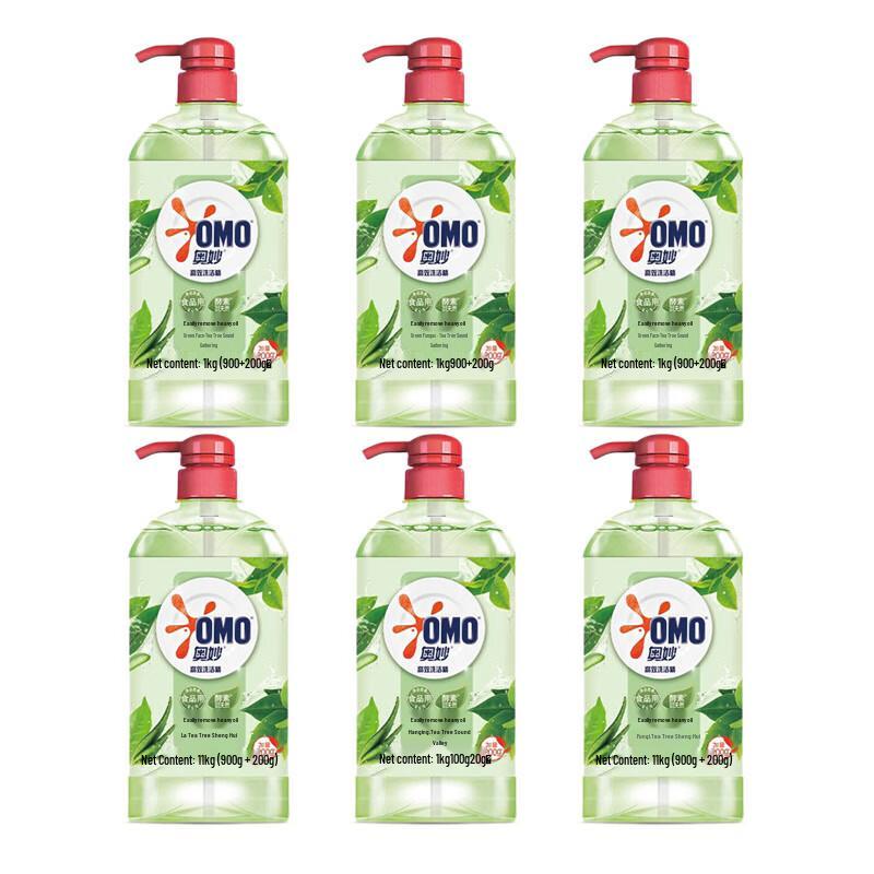 OMO Tea Tree Antibacterial Dishwashing Liquid, Lemon Mint, 6-Pack