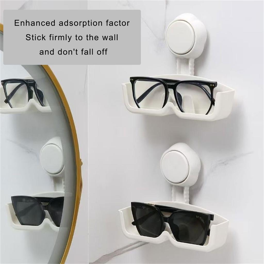 Suction Cup Eyeglass Holder Sturdy Plastic Designs for Smooth Surfaces Like Bathroom Wall and Office Glass Daily Use