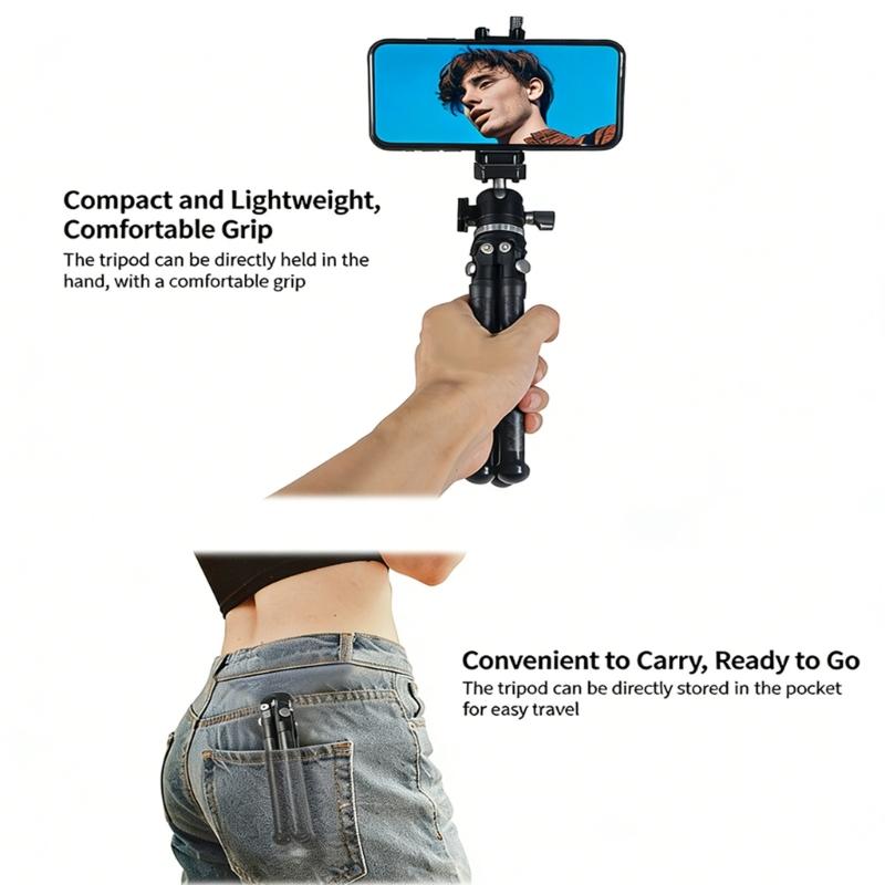 Lightweight Carbon Fiber Mini Tripod For Mobile Camera DSLR 1/4 Inch Screw Stable Base Phone Stand Mount