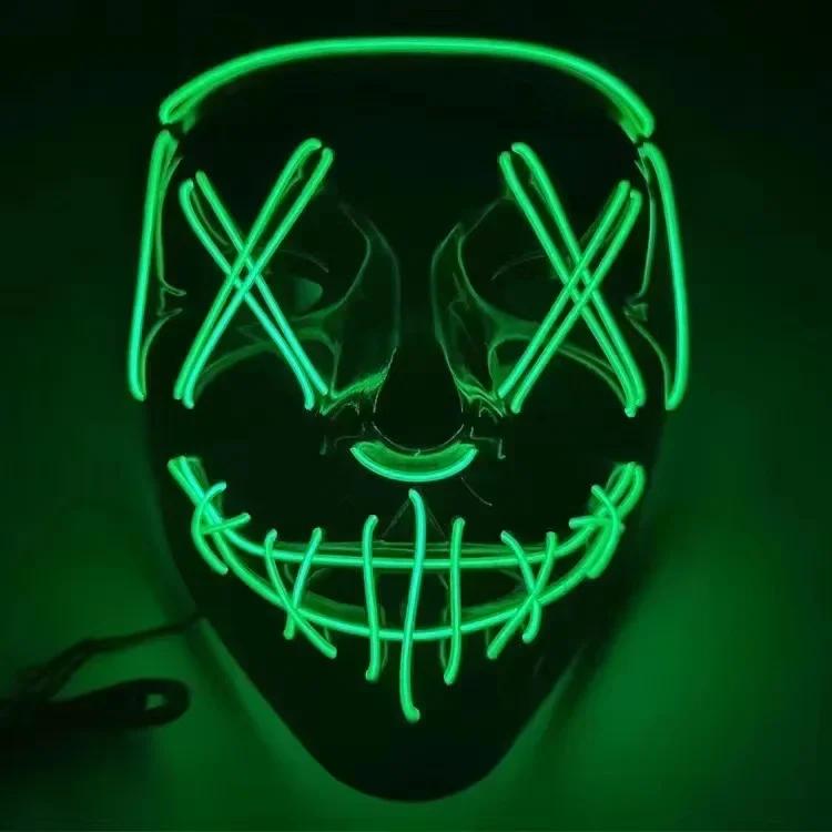 Halloween Party LED Illuminated Black V Shape Mask Haunted House Bar Party Cos Light Up Mask Halloween Party Scary Mask Decor