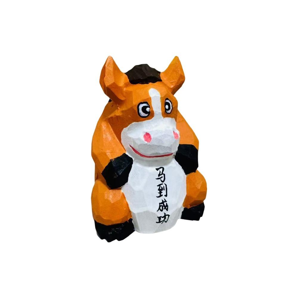 Handmade Miniature Wood Figurine Cartoon Horse Figures Ornament Funny Animal Statue  Shelf Display