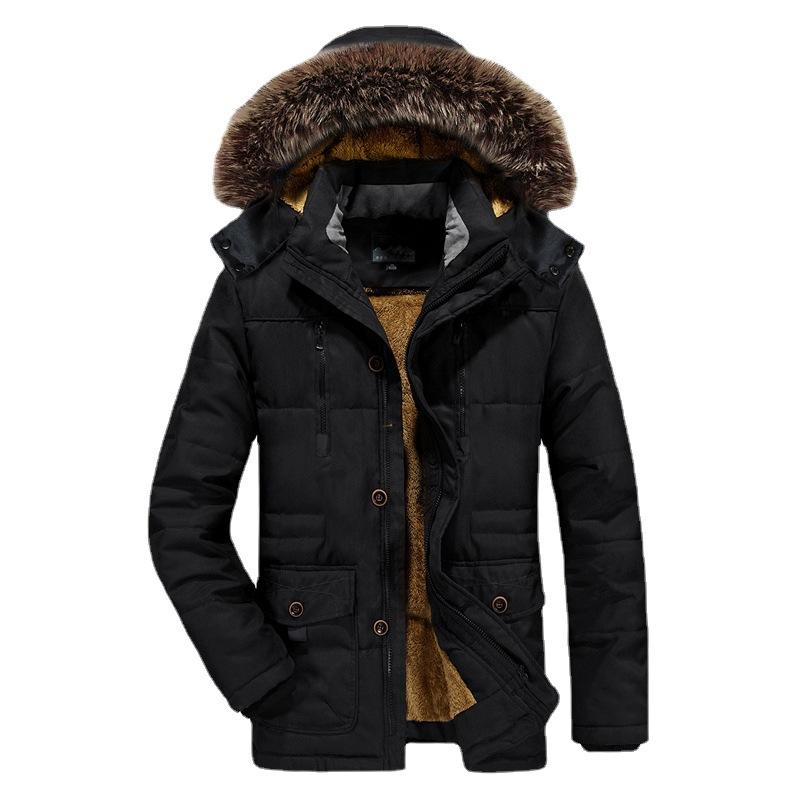 Men's Casual Cotton Clothes Winter New Large Size Thickened Velvet Middle-aged and Elderly Cotton-padded Clothes Male Father Jacket