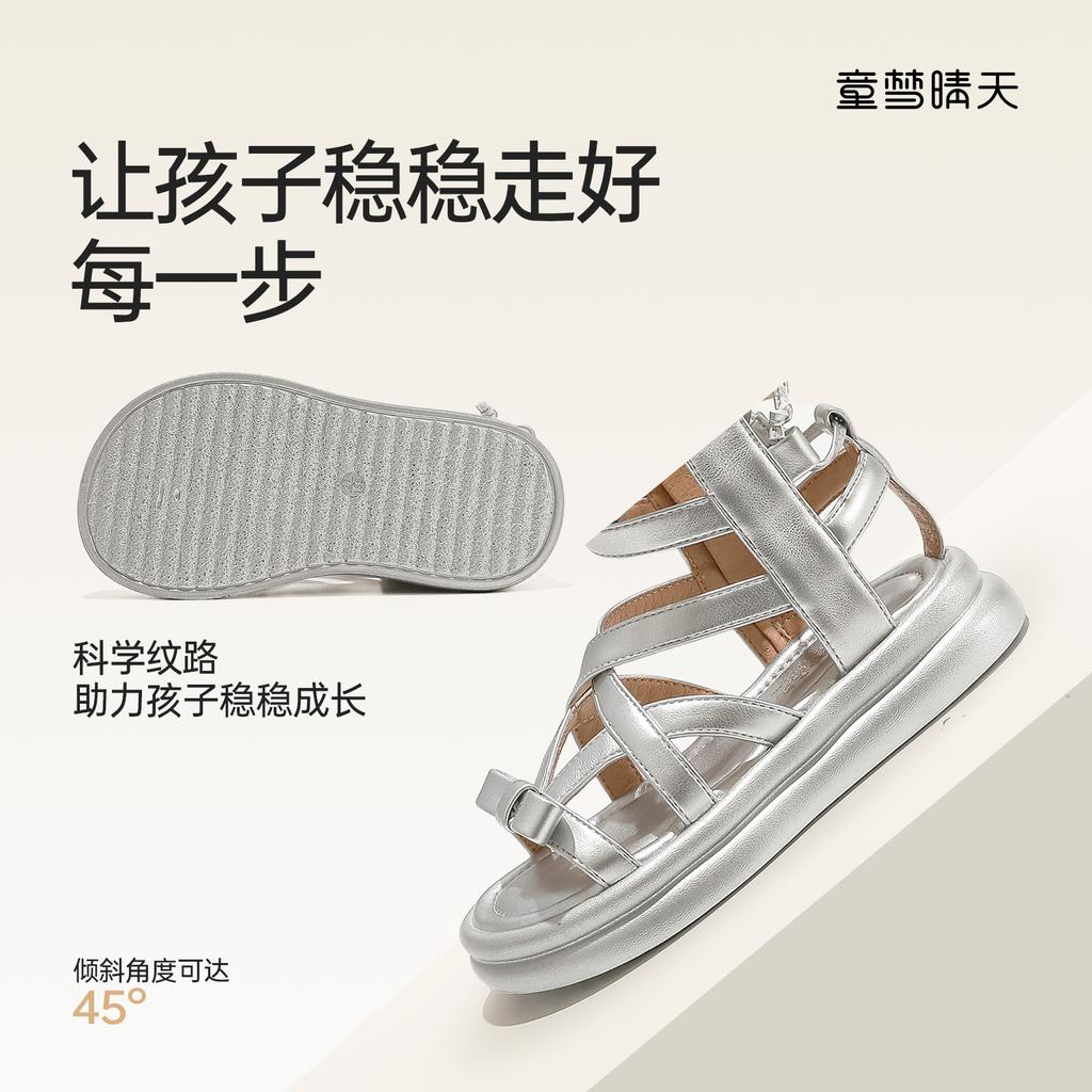 Size 26-37 girls sandals 2025 summer new versatile high-top fashion exquisite Roman sandals lightweight soft sole