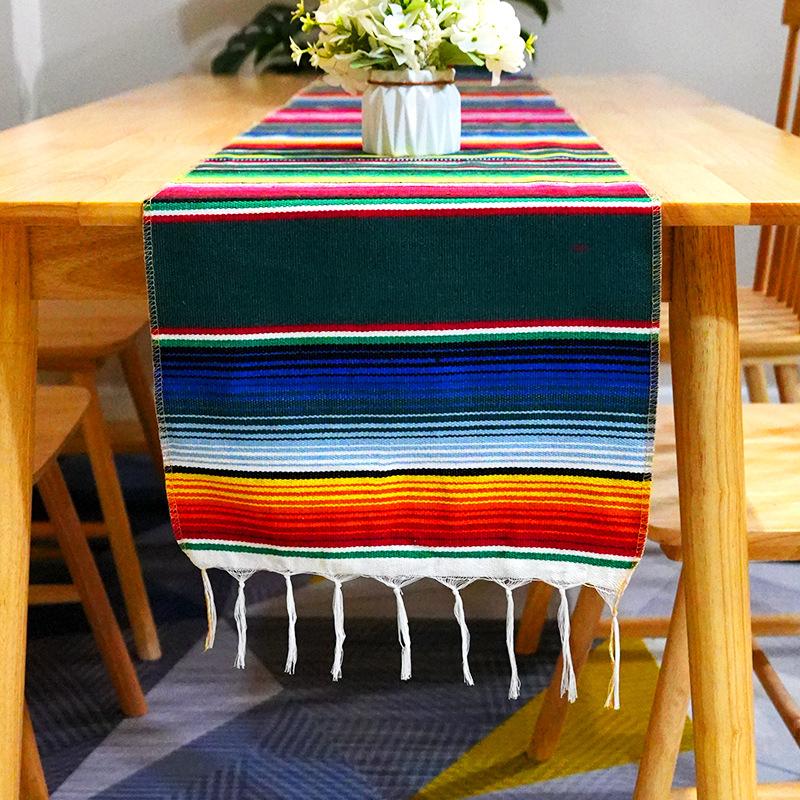 Mexican table flag blanket party tablecloth woven tablecloth fringed blanket Mexican tablecloth striped blanket