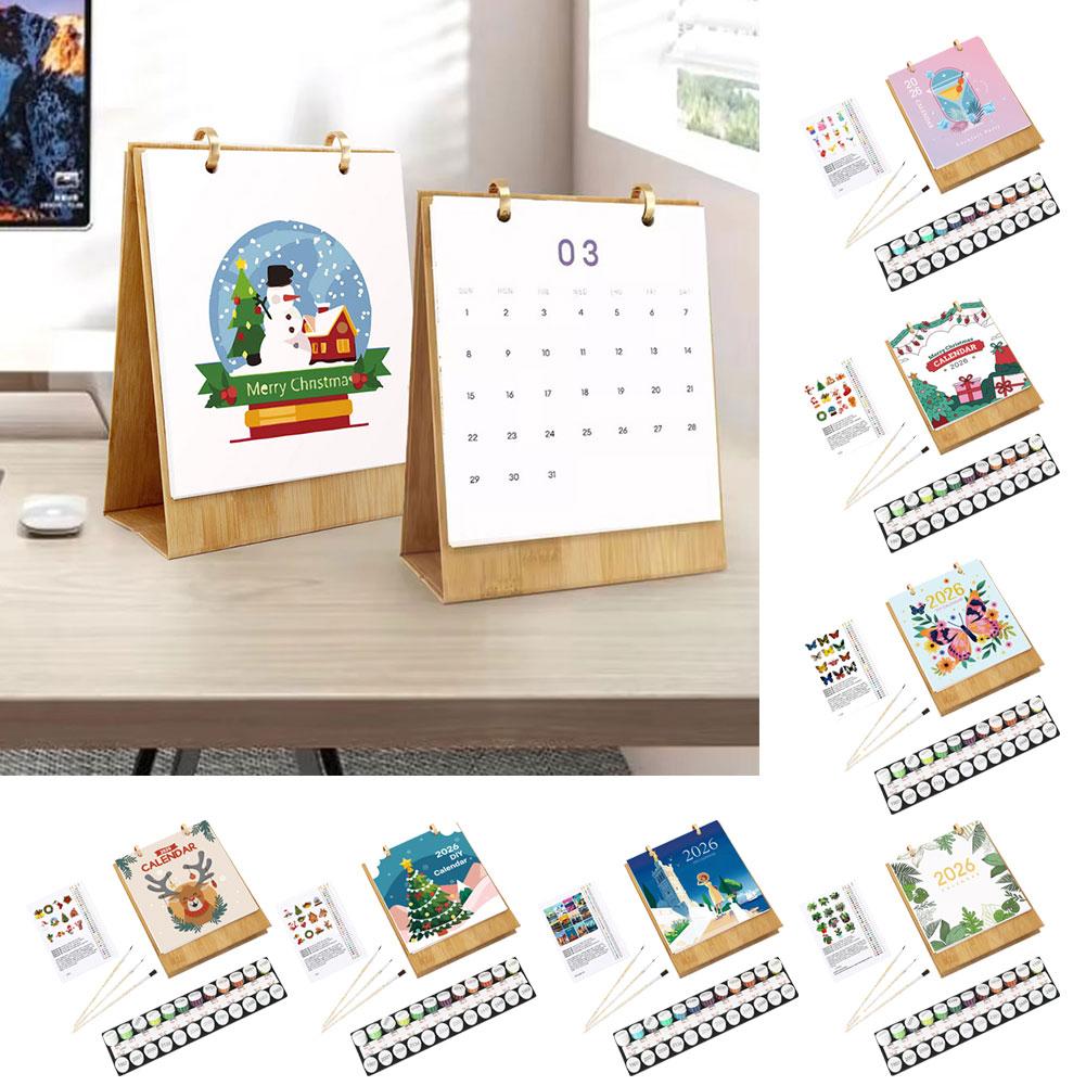 2026 Desk Calendar Paint By Numbers Creative Ornament Hand Drawn Gift Commemorative Value For Family And Friend