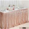 Gold Sequin Table Skirt Pleated Ruffle for Round/Rectangle/Square Table for Baby Birthday Party Banquet Wedding Christmas.
