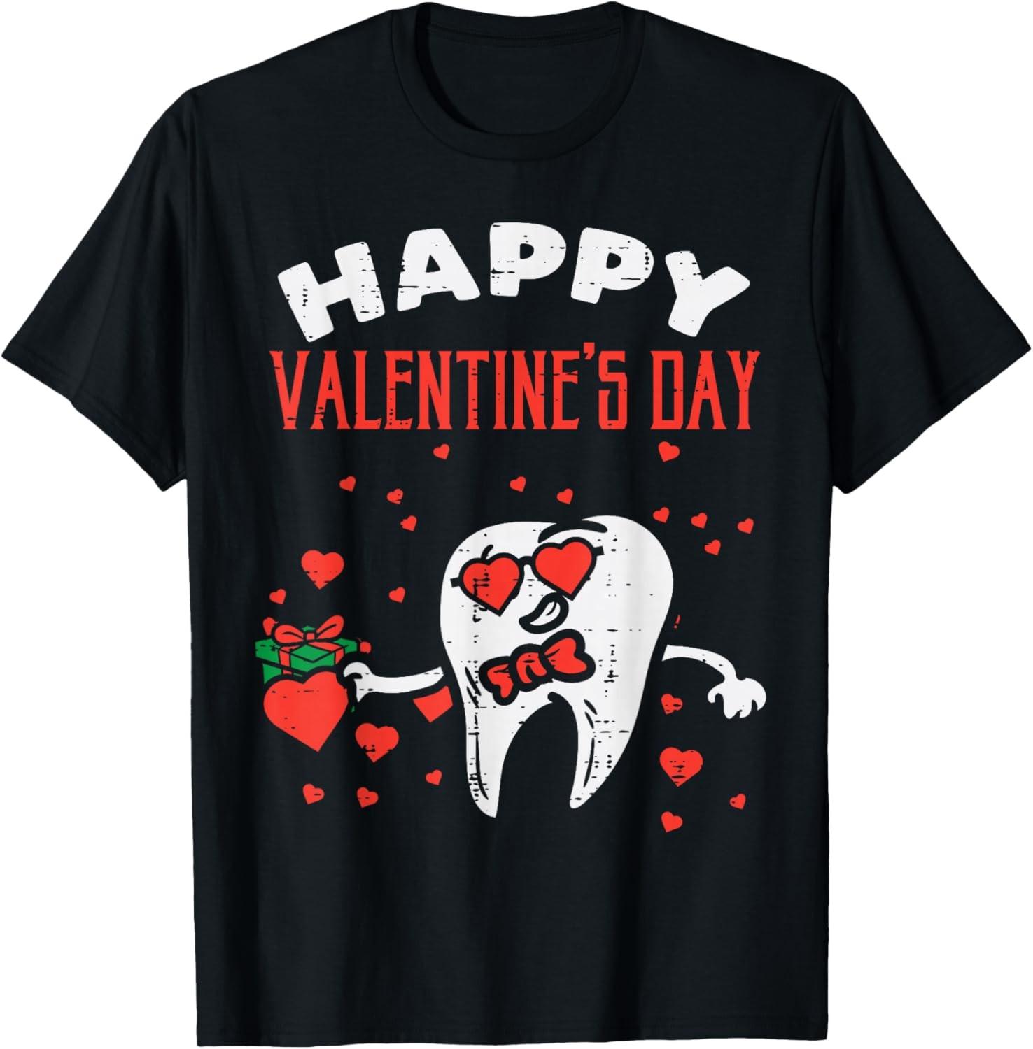 Happy Valentines Day Tooth Dentist Valentine Dental Asst T-Shirt S разноцветный